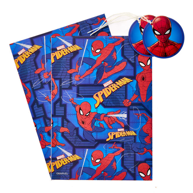 Spider-Man Wrapping Paper - 2 Sheets & 2 Tags