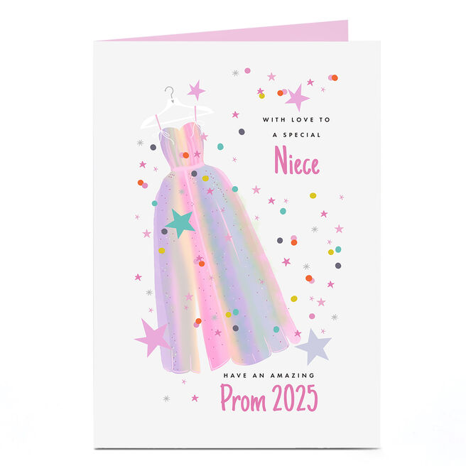 Personalised Card - Prom - Rainbow Dress - Niece 