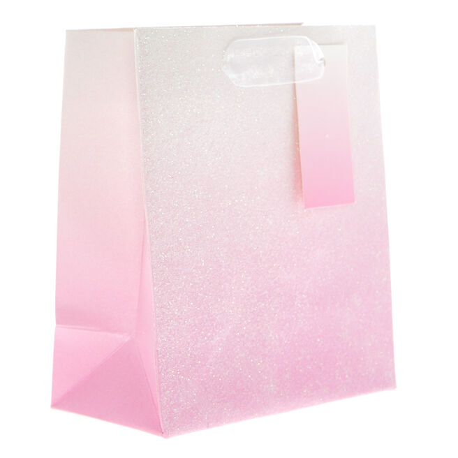 Small Pink Ombre Glitter Gift Bag