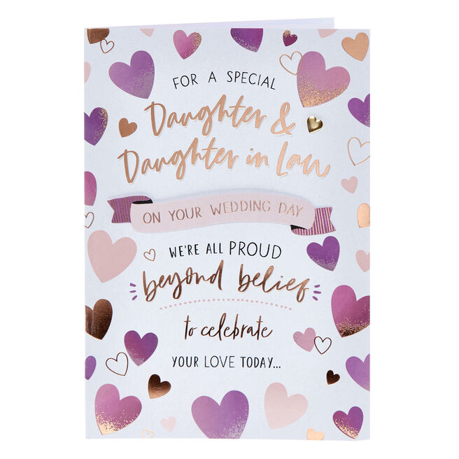 Daughter & Daughter In Law Love Hearts Wedding Card