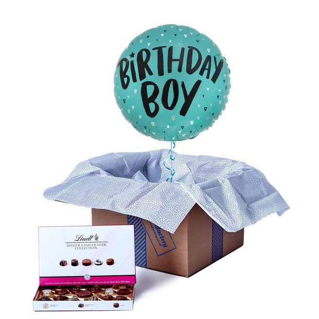 Birthday Boy Balloon Balloon & Lindt Chocolates - FREE GIFT CARD!