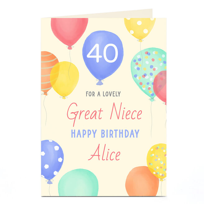 Personalised Birthday Card - Pastel Balloons Editable Age 