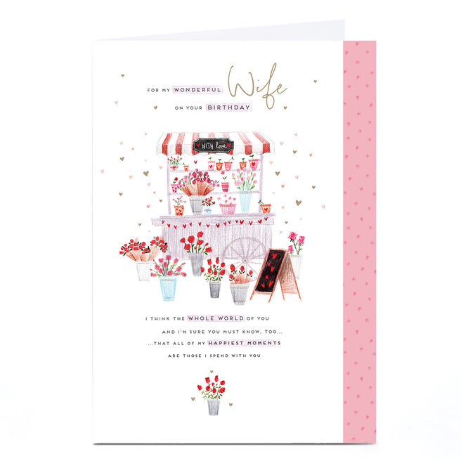 Personalised Birthday Card - Red Roses Flower Stall, Wife