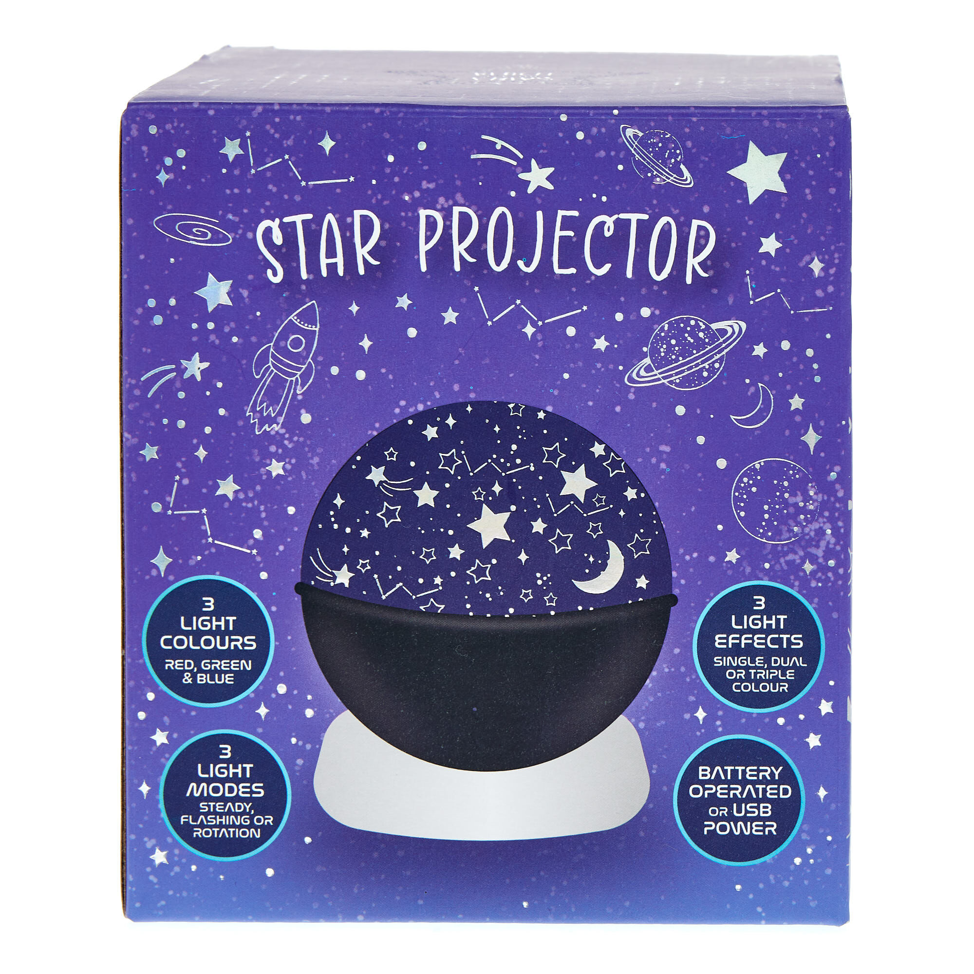 Battery powered shop star projector