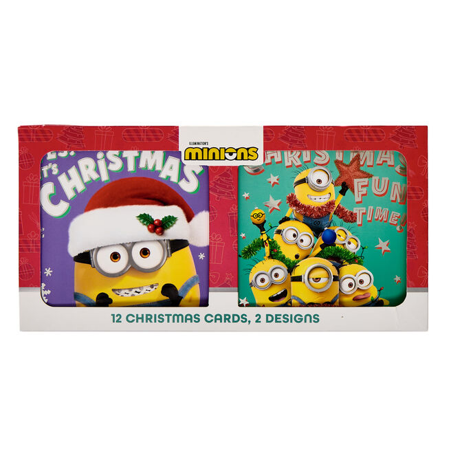 12 Minions Christmas Cards - 2 Designs