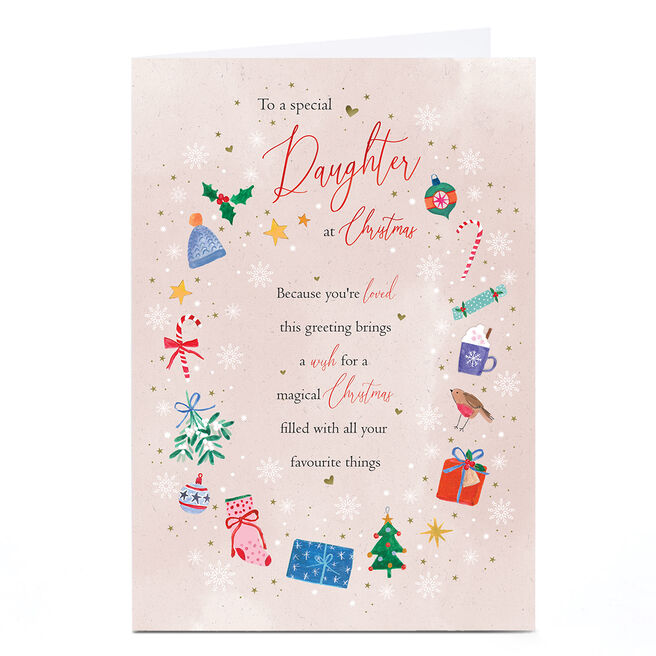Personalised Christmas Card - Christmas Icons, Daughter
