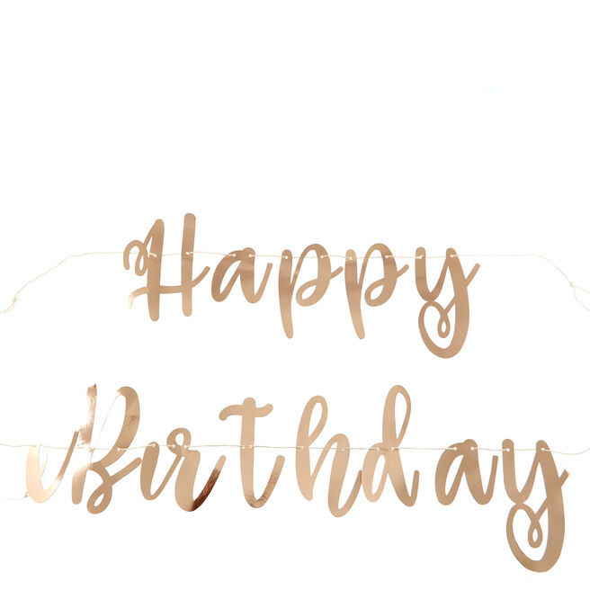 Rose Gold Happy Birthday Banner