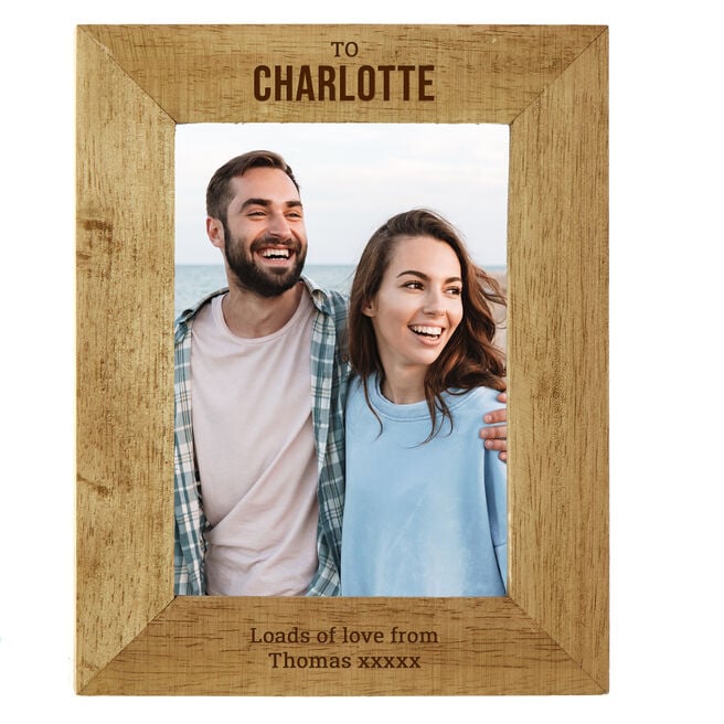 Personalised Engraved Wooden Photo Frame - Portrait Any Message