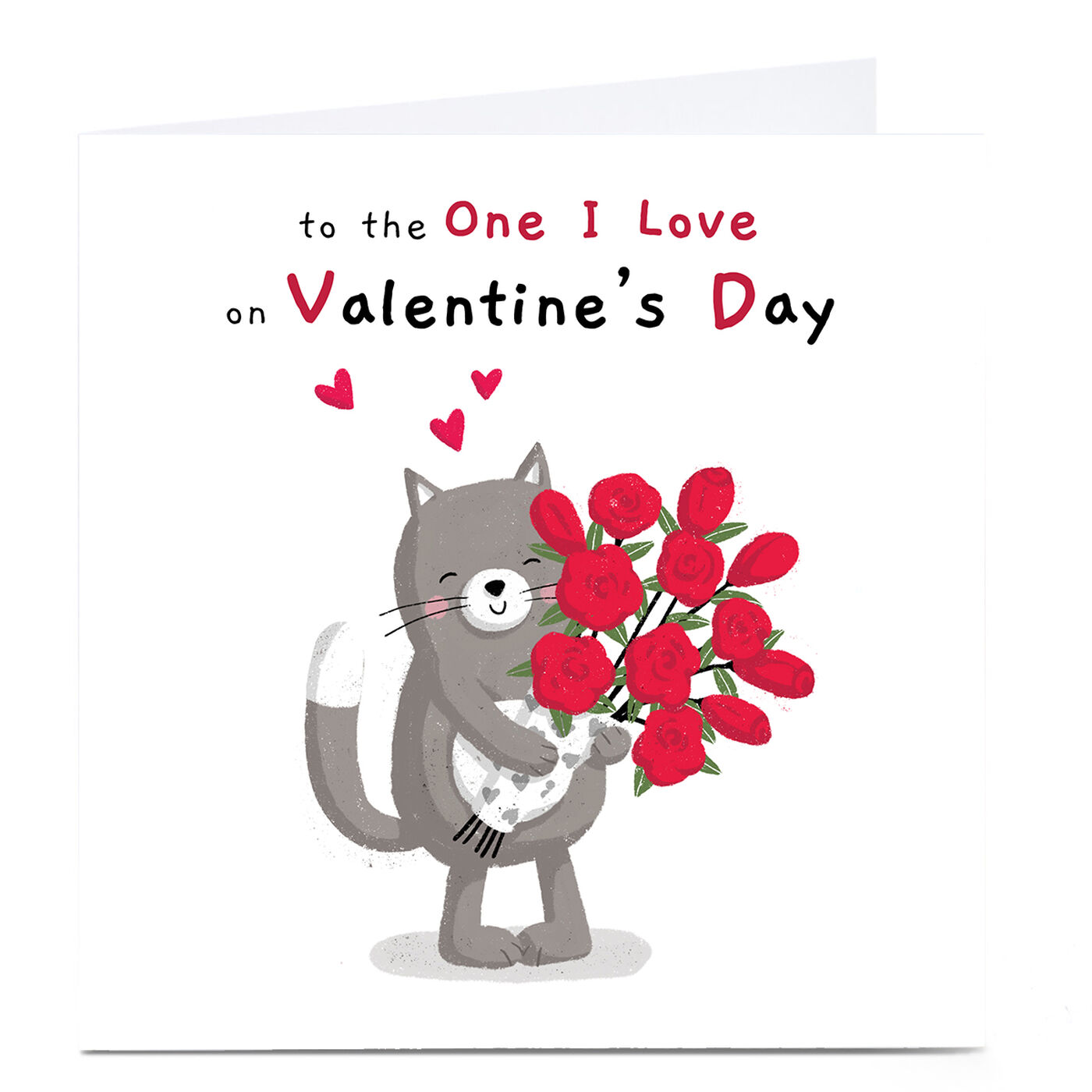 Buy Personalised Dumpling Green Valentine's Day Card Cat & Roses for