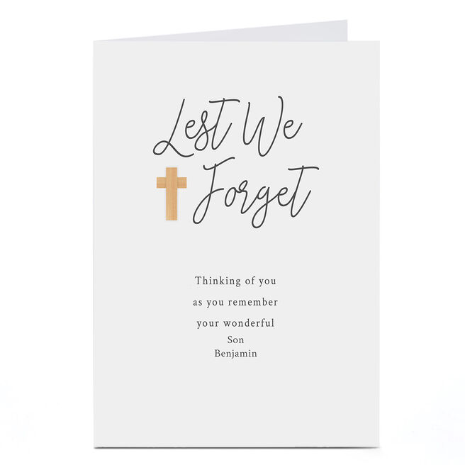 Personalised Remembrance Sunday Card - Lest We Forget
