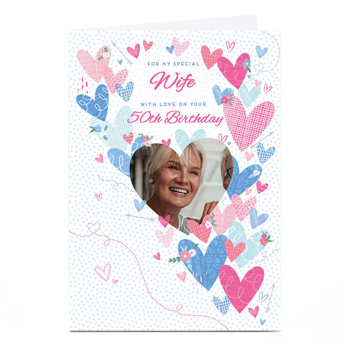 Photo 50th Birthday Card With Love Wife Editable Age