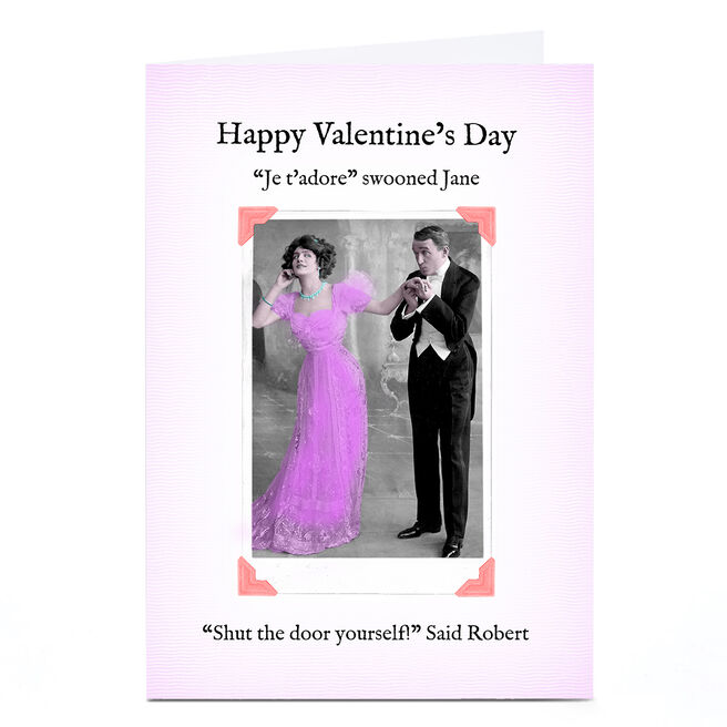 Personalised Witty In Pink Valentine's Day Card - J'adore