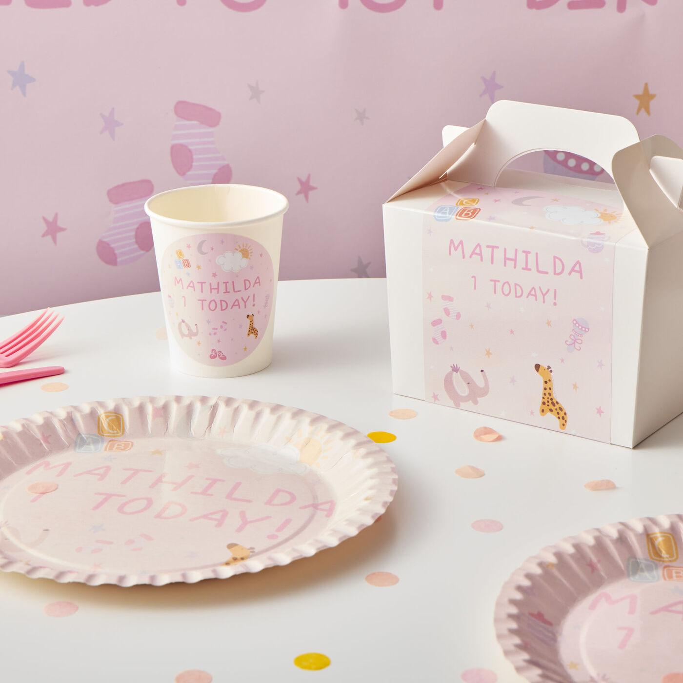 Birthday 1st Girl Plate 22cm Pink main image 1