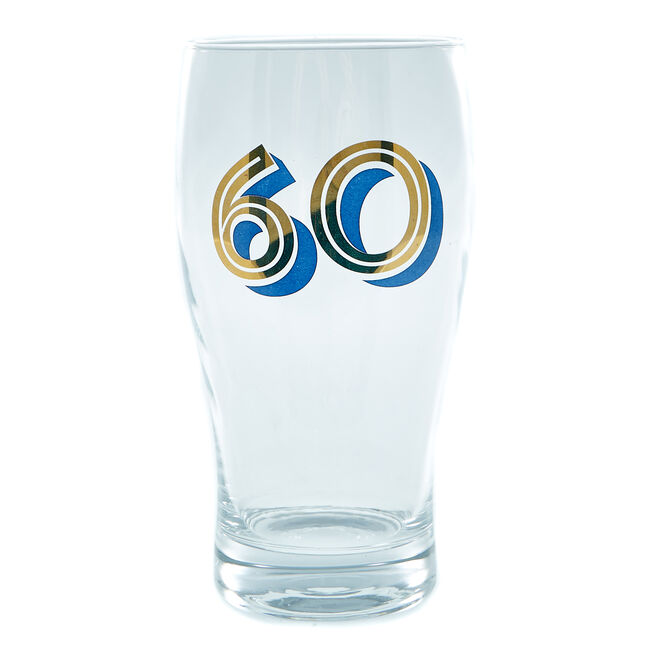 60th Birthday Pint Glass In A Box - Blue & Gold 
