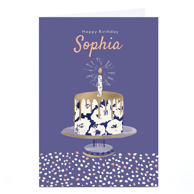 Personalised Rebecca Prinn Birthday Card - Cake and Candle