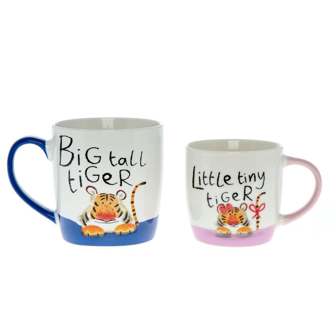 Daddy & Me Pink Tigers Twin Mug Set