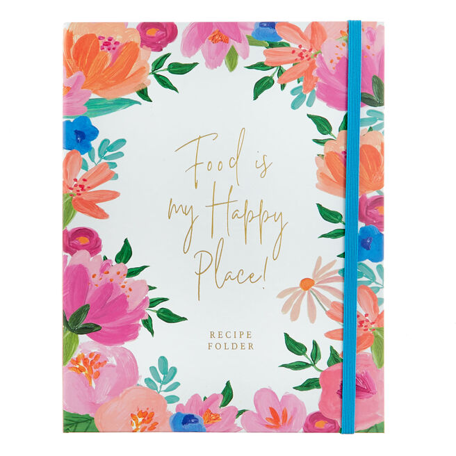 Floral "Food Is My Happy Place"" Recipe Folder"