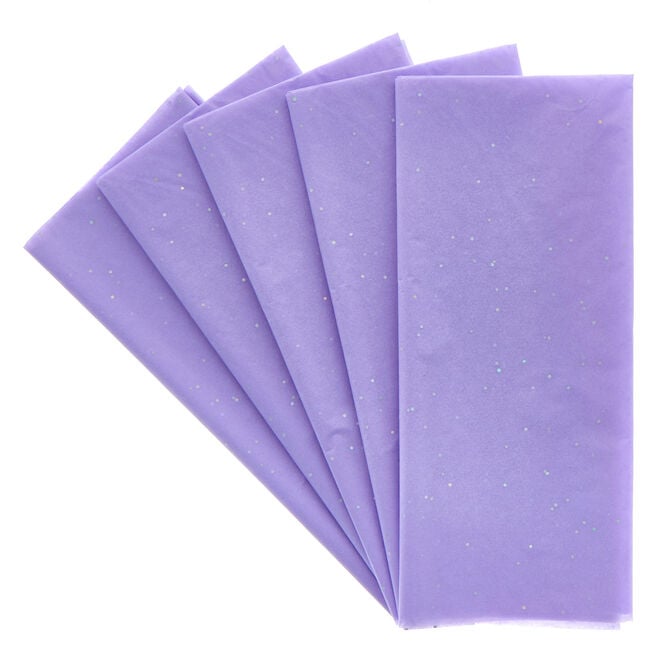 Lilac Glitter Tissue Paper - 6 Sheets