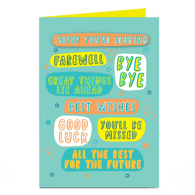 Personalised Good Luck Card - Sorry You're Leaving