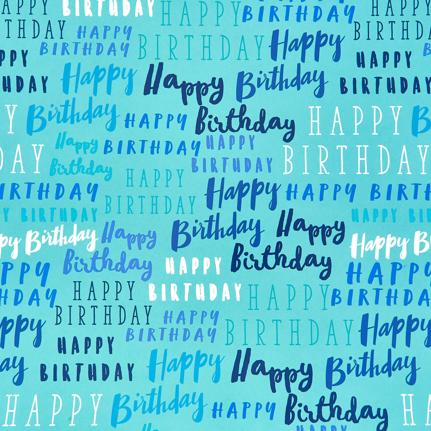 Buy Blue Birthday Messages Wrapping Paper - 1 Sheet for GBP 0.45 | Card ...