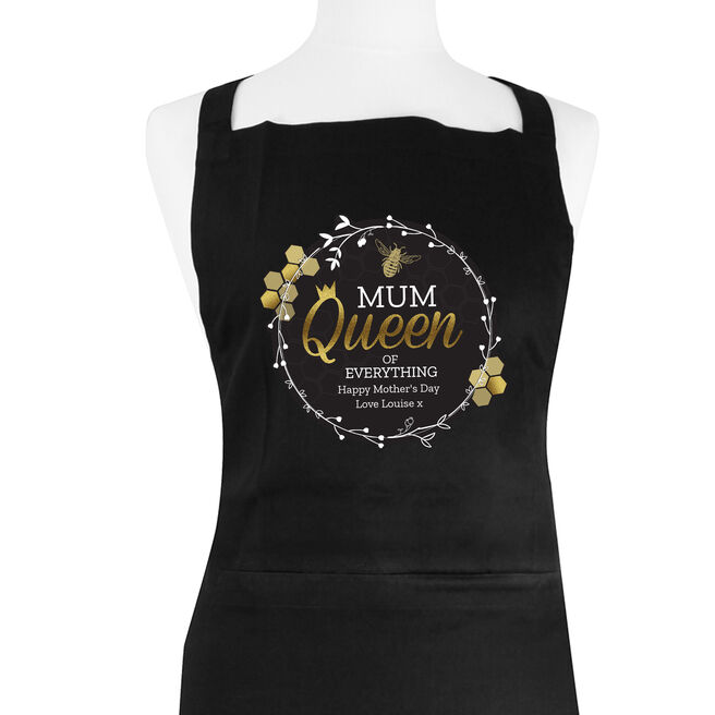 Personalised Black Apron - Queen Bee 