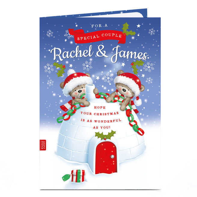 Hugs Personalised Christmas Card - Bears & Igloo