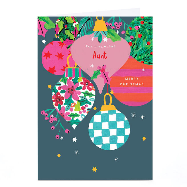 Personalised Christmas Card - Modern Baubles, Aunt