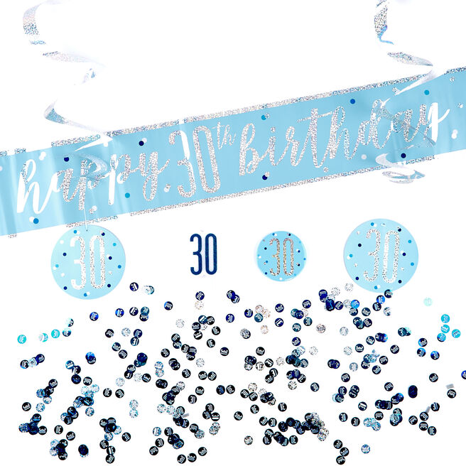Blue 30th Birthday Party Accessories Kit - 11 Piece