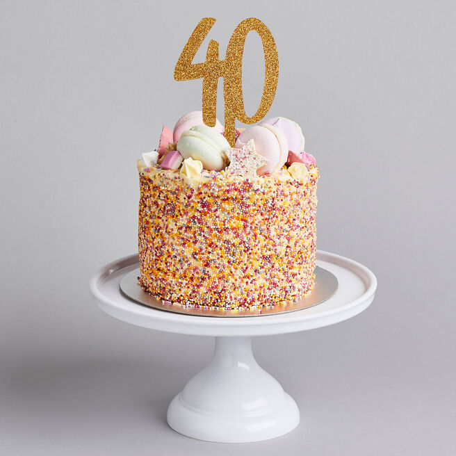 Metallic Gold Number 40 Glitter Acrylic Cake Topper