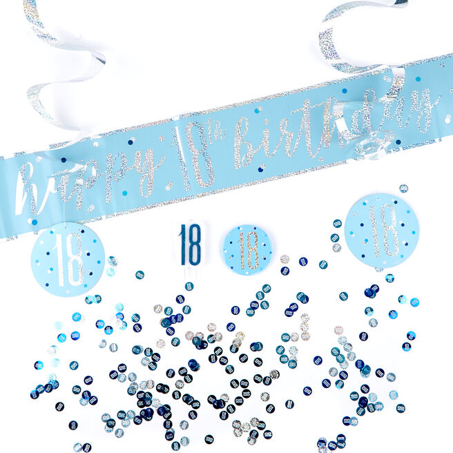 Blue 18th Birthday Party Accessories Kit - 11 Pieces 