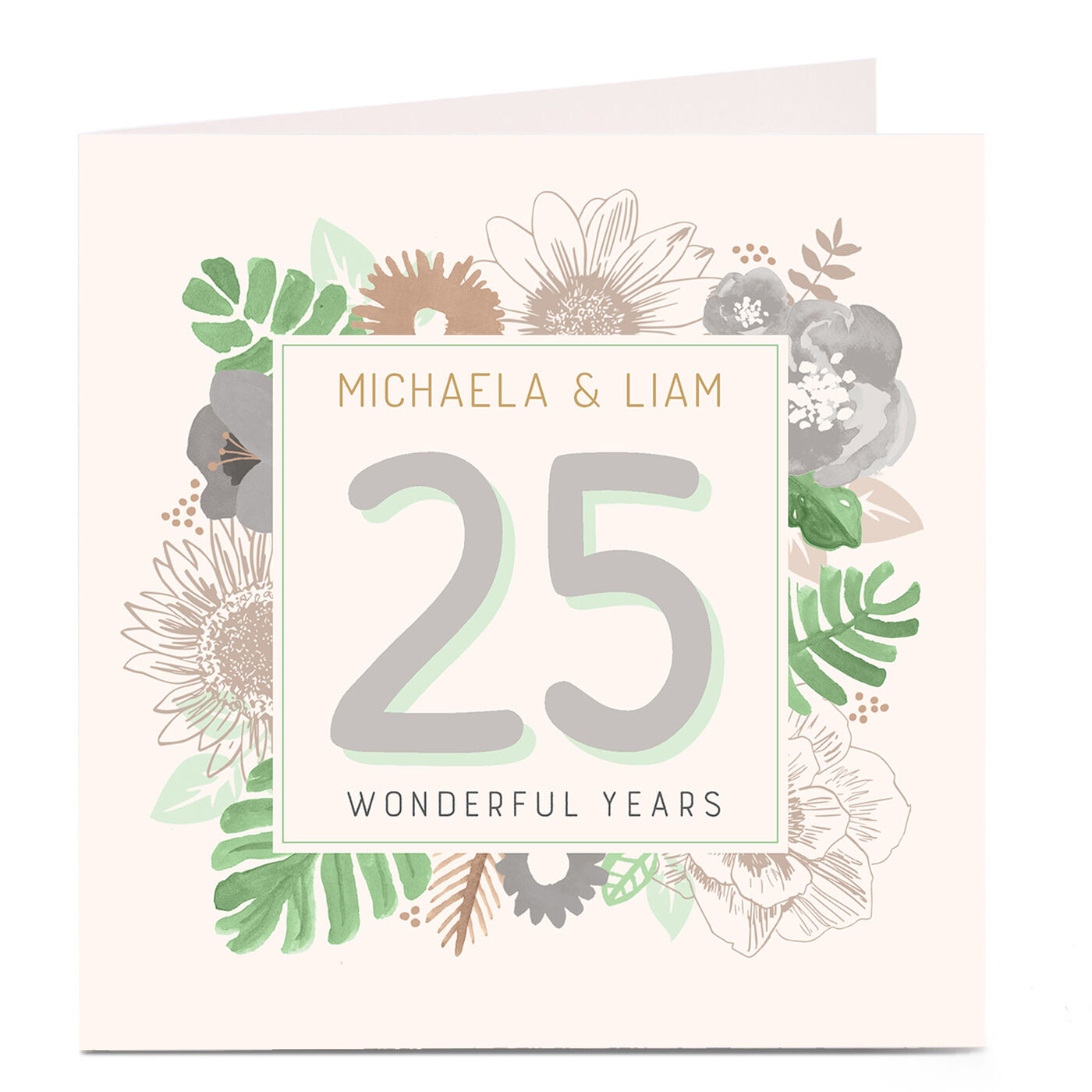 Buy Personalised Anniversary Card - Flowers & Green Leaves for GBP 2.79 ...