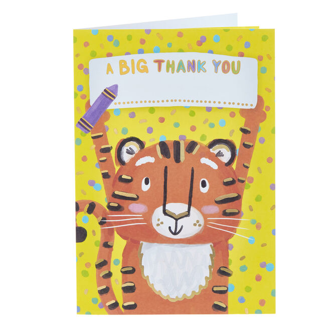 Tiger Customisable Thank You Teacher Card