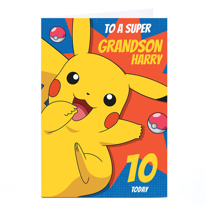 Personalised Pokemon Birthday Card - Pikachu
