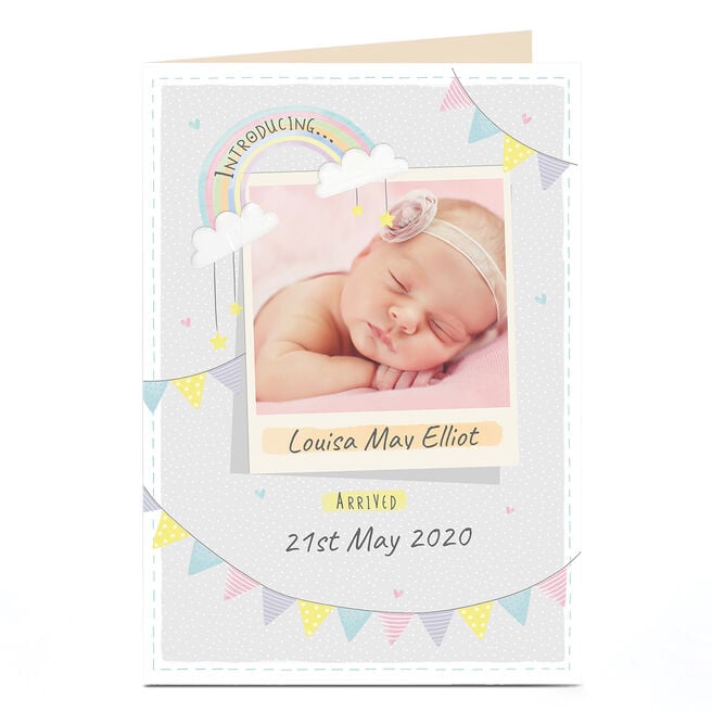 New Baby Photo Card - Pastel Bunting