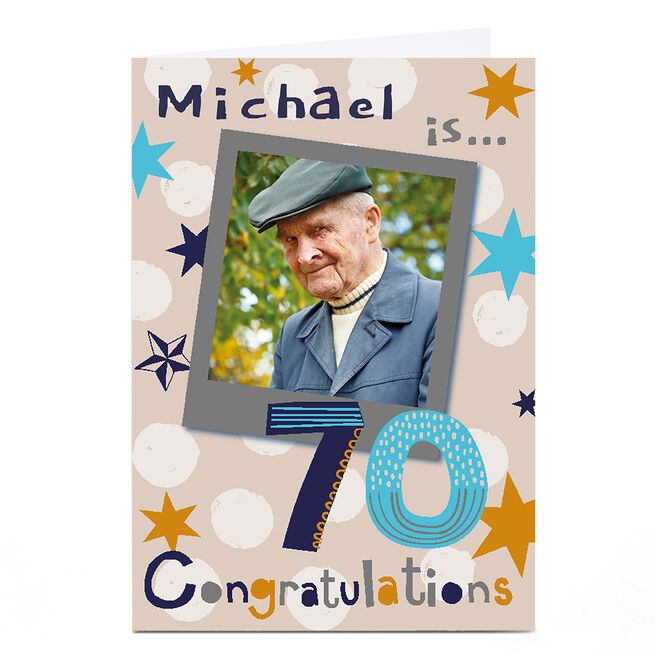 Bev Hopwood 70th Birthday Photo Card - Congratulations, Editable Age