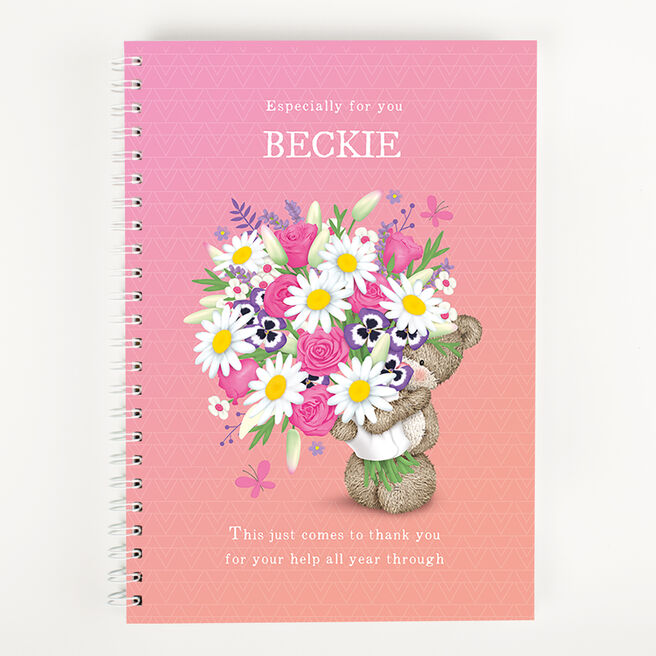 Personalised Thank You Teacher Notebook - Hugs Flower Bear
