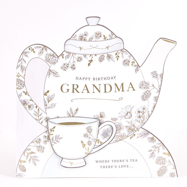Exquisite Collection Birthday Card - Grandma Teapot