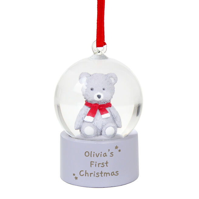 Personalised Teddy Bear Glitter Snow Globe Tree Decoration