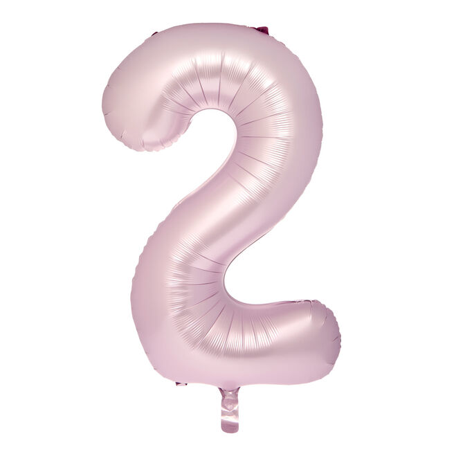 Large 34-Inch Pale Pink Foil Helium Number 2 Balloon - Delivered Inflated