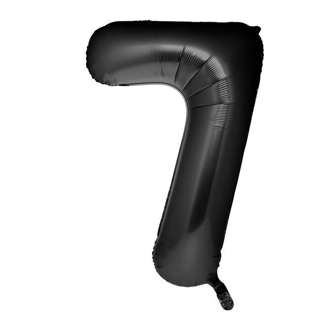 Large 34-Inch Black Foil Helium Number 7 Balloon - Delivered Inflated