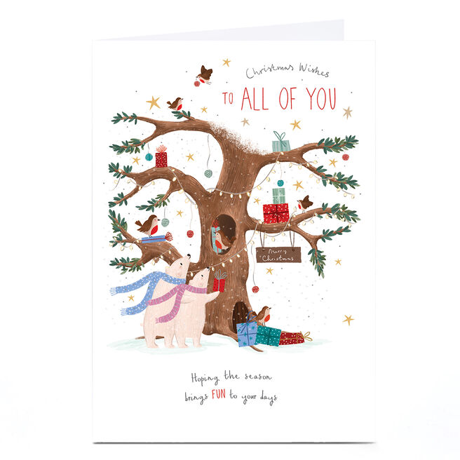 Personalised Christmas Card - Polar Bears and Robins, To All of You