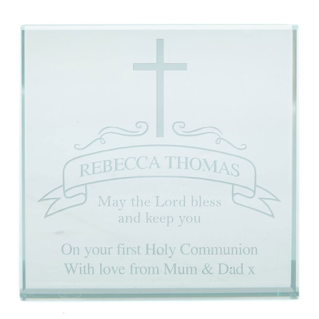 Personalised Engraved Glass Token - Holy Communion