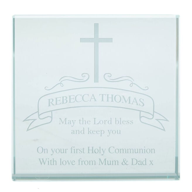Personalised Engraved Glass Token - Holy Communion