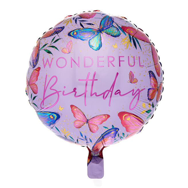 Wonderful Birthday Butterflies 18-Inch Foil Helium Balloon