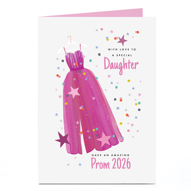 Personalised Prom Card - Pink Prom Dress, Daughter