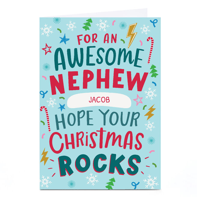 Personalised Ebony Newton Christmas Card - Awesome Nephew