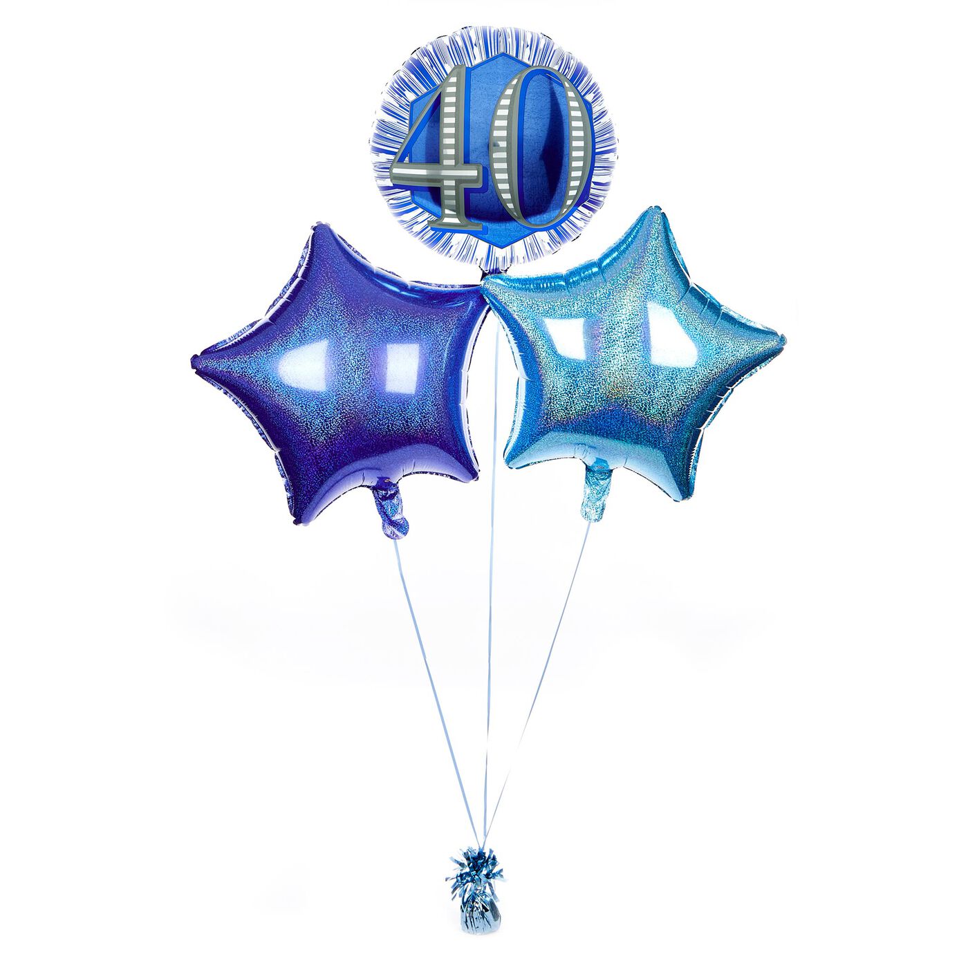 Buy Blue & Silver 40th Birthday Balloon Bouquet DELIVERED INFLATED! for GBP 19.99 Card