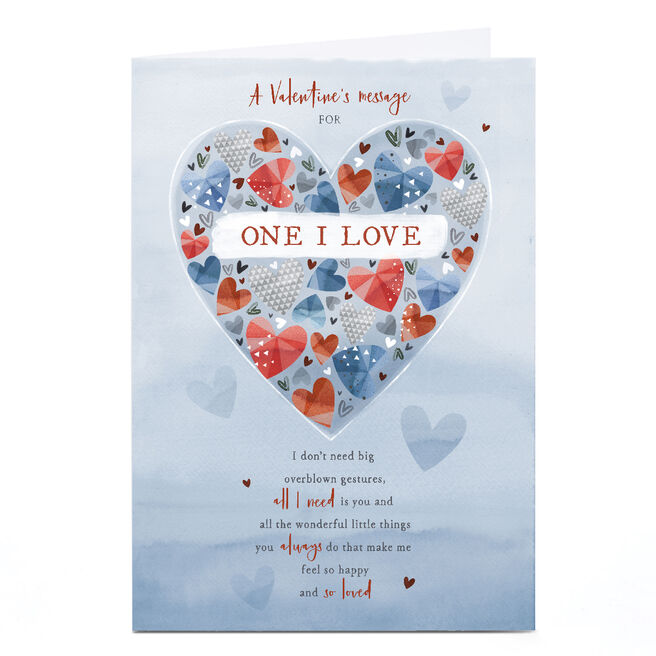 Personalised Valentine's Day Card - Valentine's Message, One I Love