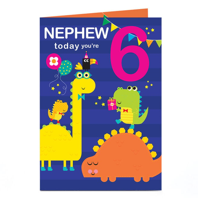 Personalised Editable Age Birthday Card - Dinosaurs With Bow Ties