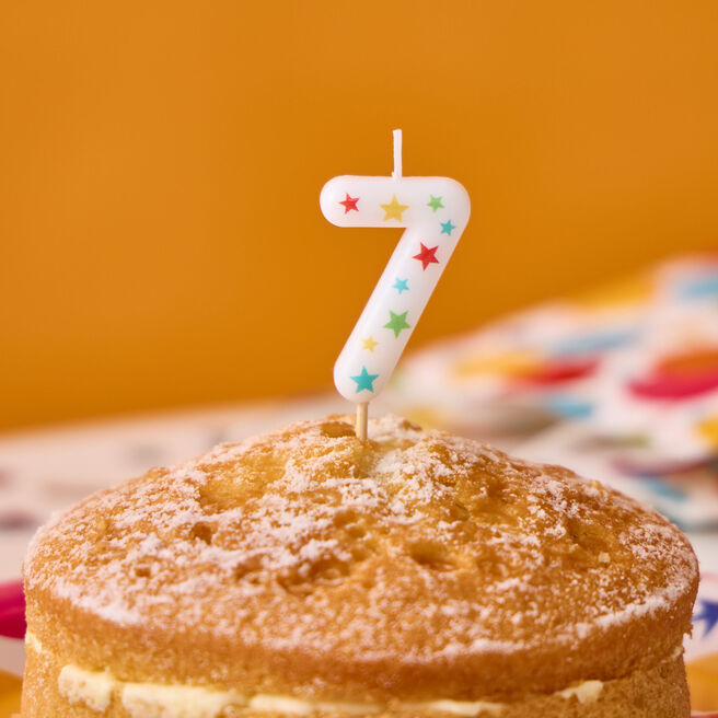 Star Print Number 7 Cake Candle